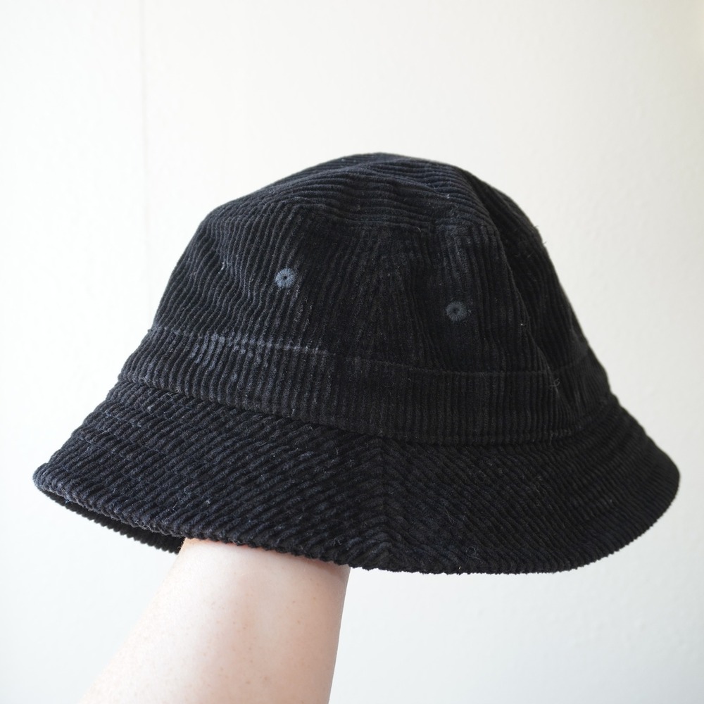 Urban Outfitters Bucket Hat Women's Black Excellent Corduroy Cotton Streetwear